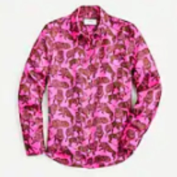 J.Crew Silk Shirt in Lions Print 14 - Picture 3 of 10